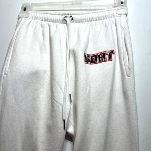 Vintage Retro Laced Up by Sneak Gallery White Goat Sweatpants Sz L - Picture 1 of 8